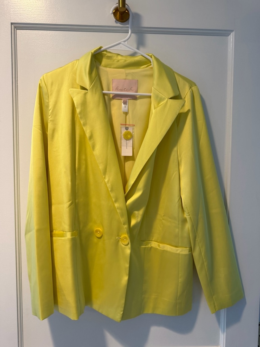 Hutch Lemon Yellow Double-Breasted Blazer